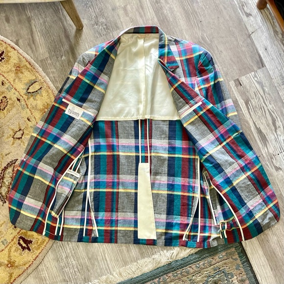 Vintage Tyson’s Menswear Inc. Colorful Plaid Two-Button Sports Coat Blazer 44L - Picture 9 of 16